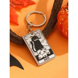 1pc Halloween Tarot Card Black Cat Acrylic Cute Black Cat Keychain